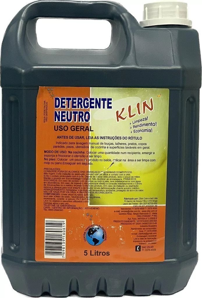 DETERGENTE NEUTRO COMUM KLIN - ZILAR 5 LT