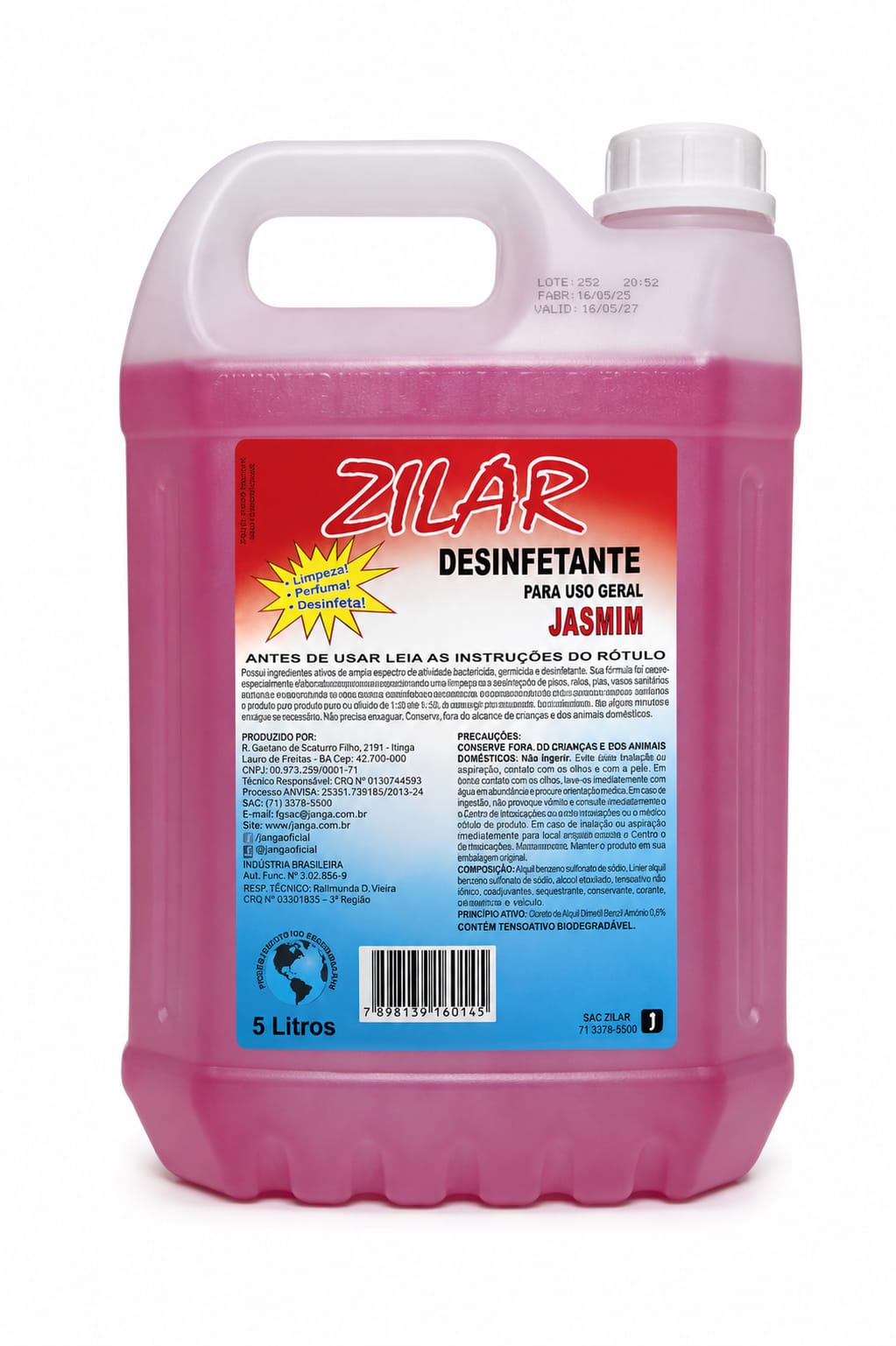 DESINFETANTE JASMIM - ZILAR 5 LTS